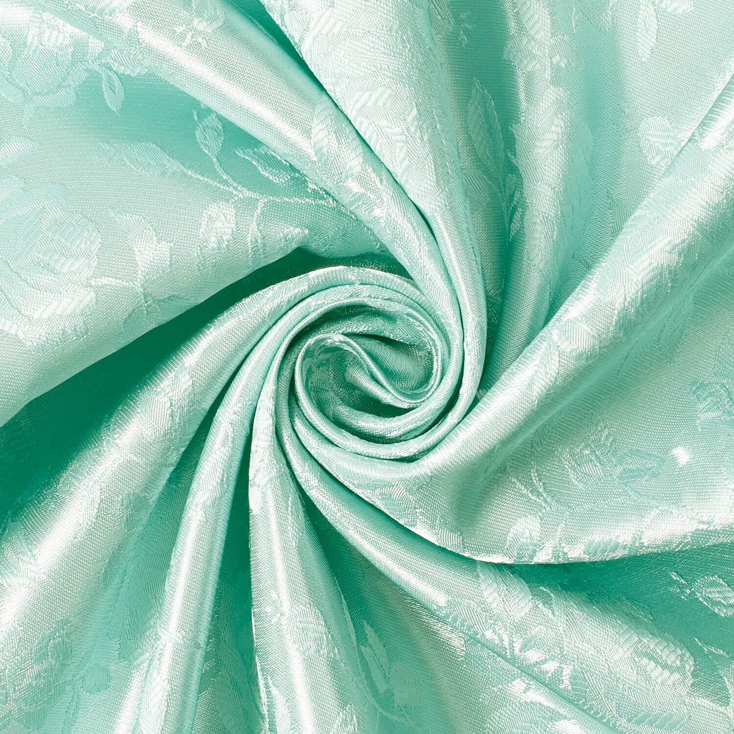 Rose Jacquard Satin 59/60 Inch Polyester Shiny 160 GSM Mediumweight Fabric By The Yard For Sewing, Apparel, & Décor - Aqua Blue (5 Yards)