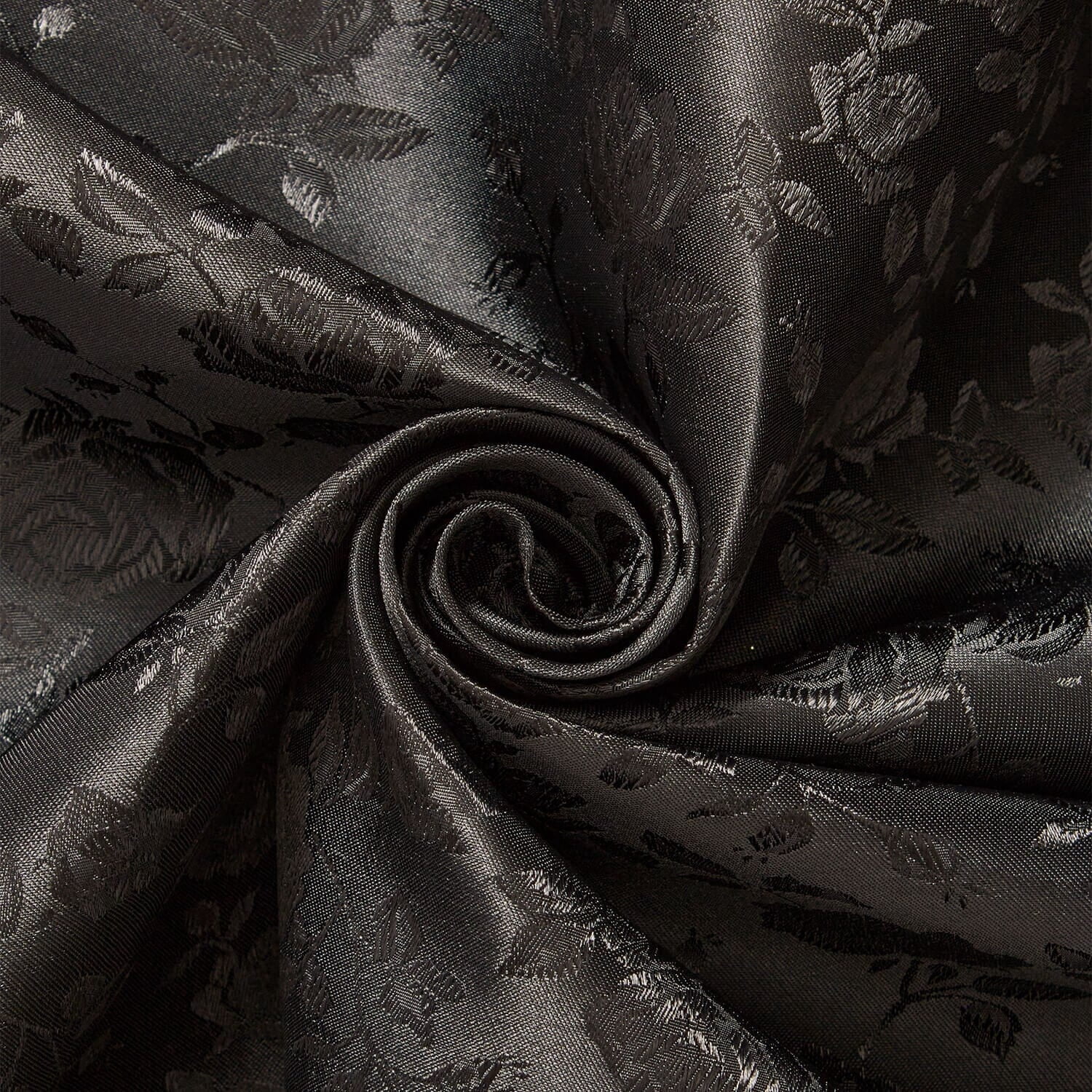 Rose Jacquard Satin 59/60 Inch Polyester Shiny 160 GSM Mediumweight Fabric By The Yard For Sewing, Apparel, & Décor - Black (10 Yards)