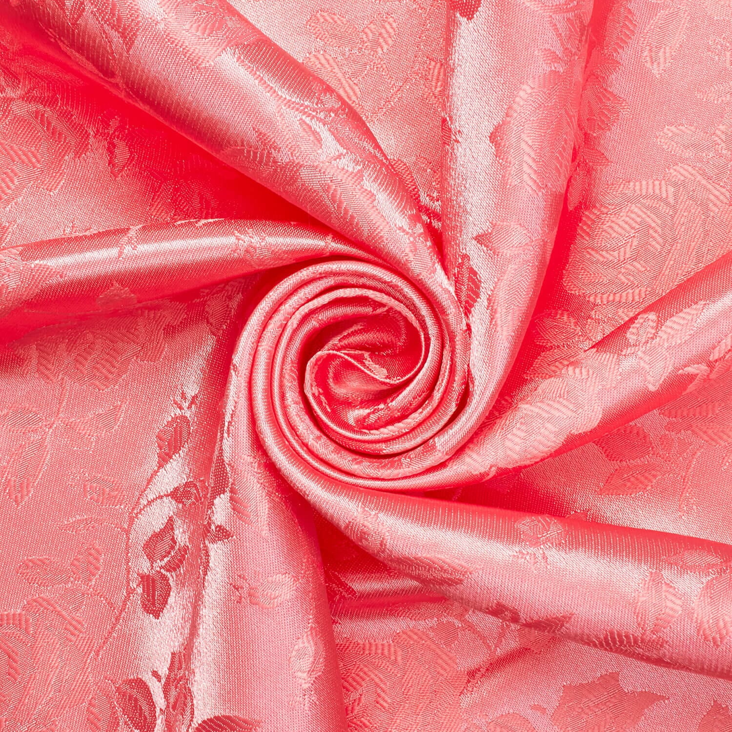 Rose Jacquard Satin 59/60 Inch Polyester Shiny 160 GSM Mediumweight Fabric By The Yard For Sewing, Apparel, & Décor - Coral (10 Yards)