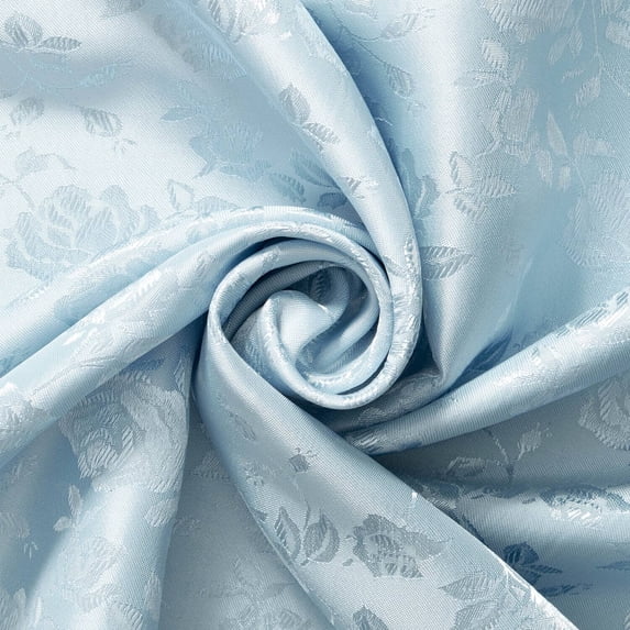 Rose Jacquard Satin 59/60 Inch Polyester Shiny 160 GSM Mediumweight Fabric By The Yard For Sewing, Apparel, & Décor - Light Blue (5 Yards)