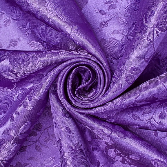 Rose Jacquard Satin 59/60 Inch Polyester Shiny 160 GSM Mediumweight Fabric By The Yard For Sewing, Apparel, & Décor - Purple (1 Yard)