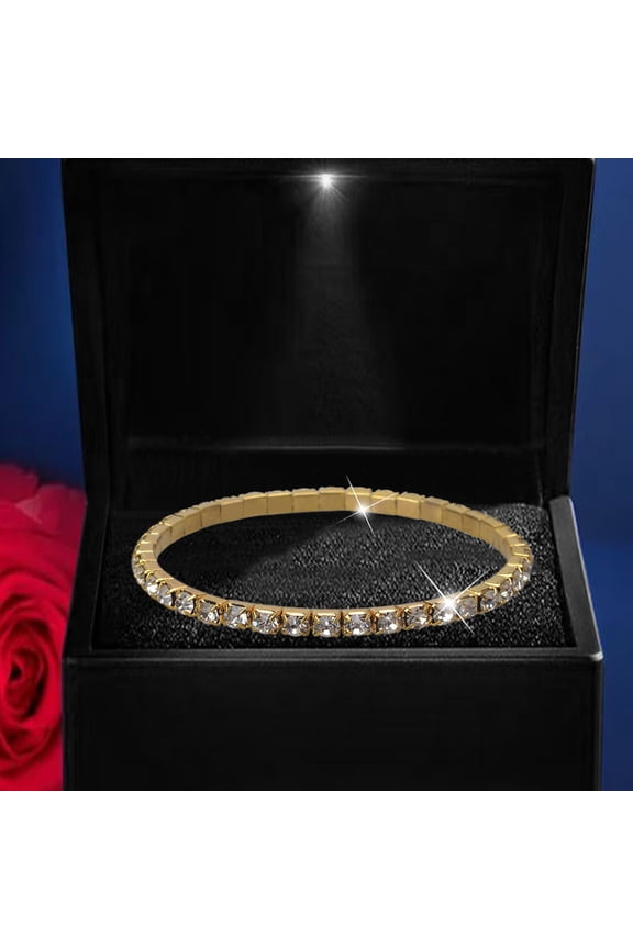 Rose Jewelry Set for Women Men's Sports Watch Jewelry Rings for Women Elegant Necklace Workout Watch for Men Elastic Rhinestone Bracelet Bracelets For Women Bracelets