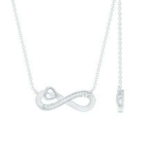 Rose Jewels Lab Grown Diamond Infinity Necklace with Heart - Certified Pave Diamond Necklace for Valentines Day, 925 Sterling Silver