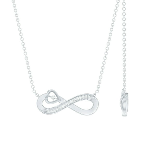 Rose Jewels Lab Grown Diamond Infinity Necklace with Heart - Certified Pave Diamond Necklace for Valentines Day, 925 Sterling Silver