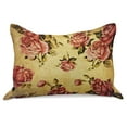 thumbnail image 1 of Rose Knitted Quilt Pillowcover, Old Fashioned Victorian Style Pattern Dramatic Color Bohemian Art Design, Standard King Size Pillow Cover for Bedroom, 36" x 20", Cream Pink Green, by Ambesonne, 1 of 2