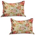 thumbnail image 1 of Rose Knitted Quilt Pillowcover Set of 2, Grunge Psychedelic Floral Motif with Dated Retro Dark Lace Boho Patterns, Standard Queen Pillow Sham Bedroom, 30" x 20", Pink Green Cream, by Ambesonne, 1 of 1