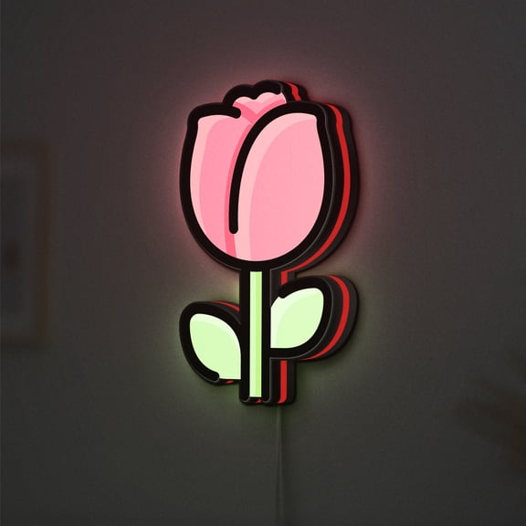 Rose LED Lightbox - Nature Botanical Flower Blossom Decor, Custom Led Sign for Home Office Shop Decor (Width 12 inch, 30cm)