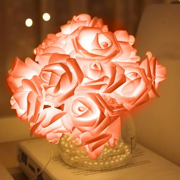 Rose LED String Lights Approx. 10ft USB Romantic Rose Lights Outdoor Valentine's Day Wedding Room Garden Christmas Terrace Holiday Party Decoration,Pink,Free Size