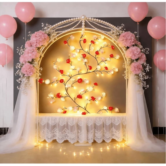 Rose LED Tree Branch Lights for Wall, Willow Vine Twig Decor Garland, USB-Powered with 8 Lighting Modes,Christmas Decorations Indoor for Home Wall Door Window 2.3M 144LED