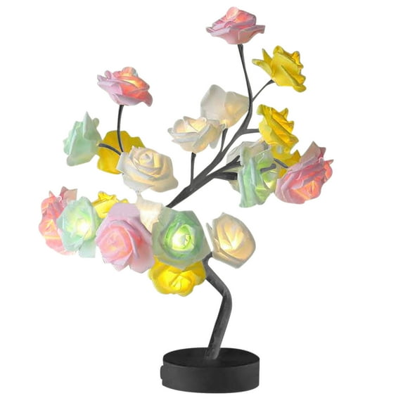 Rose LED Tree Lamp USB Powered Table Light with Bendable Branches for Home Decor Wedding Centerpiece Romantic Gift(Multicolor)