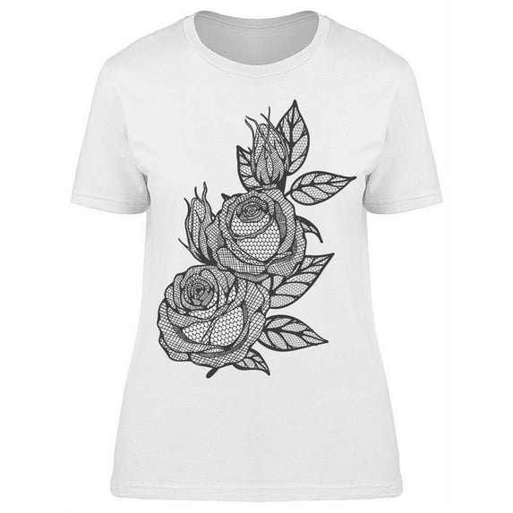 Rose Lace By Hand Drawing T-Shirt Women -Image by Shutterstock, Female x-Large