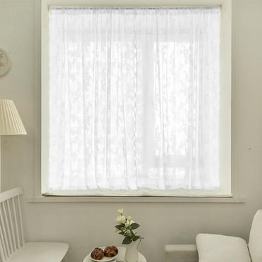 Rose Lace Sheer Curtains Window Drapes for Bedroom Living Room Grommet Retro Style Vintage to Light Filtering Airy