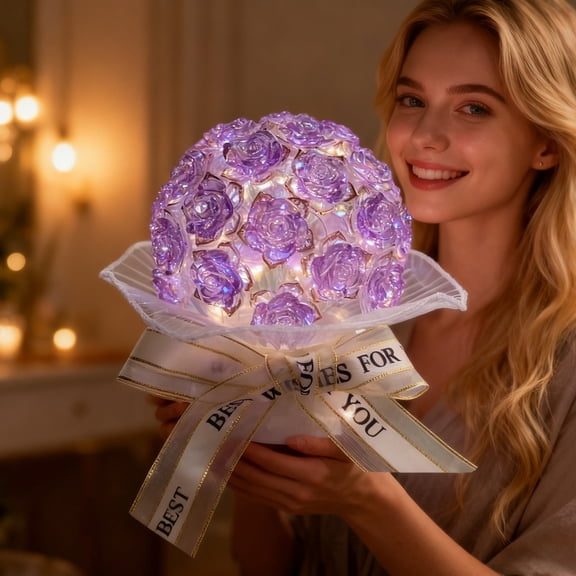 Rose Lamp Diy Kit with Led Lights, Rose Flower Night Light Craft Kit for Birthday Party Favors, Home Decor Craft Project for Teens and Adults, Tabletop Decor for Bedroom and Living Room Akmoler