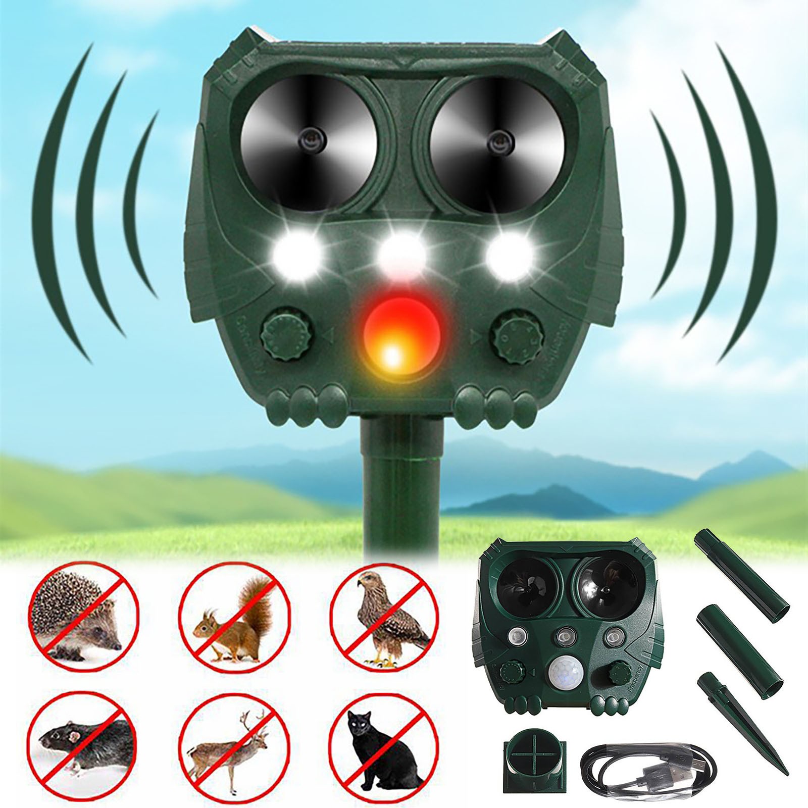 Rose Lamp Mul Ti Functional Outdoor Solar Ultraso Nic Animal Repe Llent