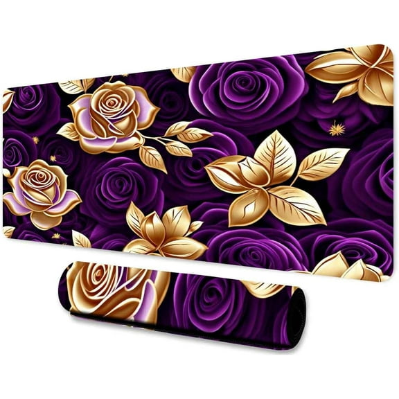 Rose Large Mouse Pad 31.5x11.8 Inches Cartoon Romantic Magic Plants Flowers Leaves Pattern Printed Game Mouse Pad for Home Studio Keyboard Table Mat BDHYMN301