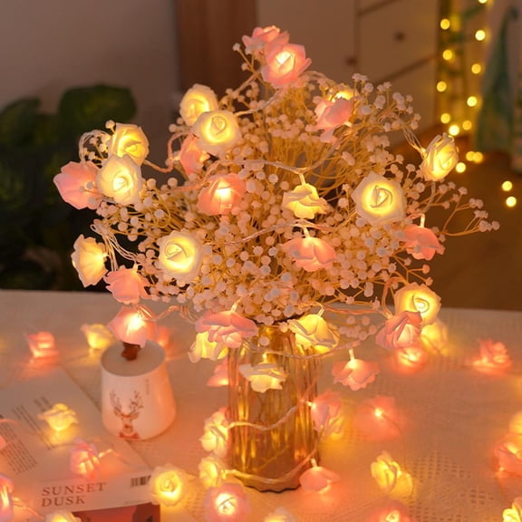 Rose Led Fairy Lights Rose Lights Strings Bedroom Decoration Lights String` G2P2