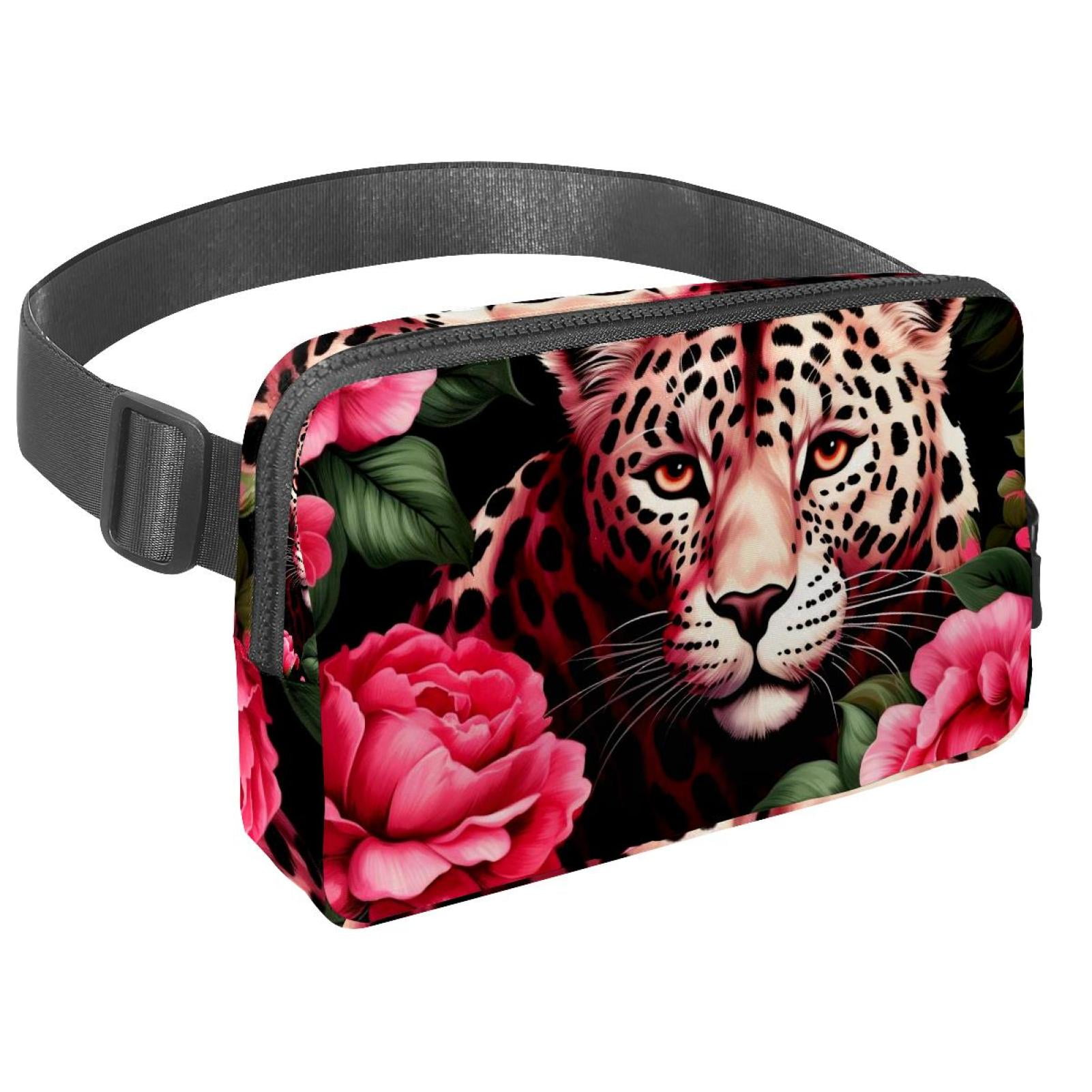 Rose Leopard Cross Body Bag Fanny Pack with Lightweight Adjustable Extension Strap - Unisex