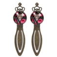 thumbnail image 1 of Rose Leopard Elegant Vintage Copper Crown-Shaped Bookmarks - Set of 2 Stainless Steel Book Marks for Readers and Book Lovers, 1 of 5