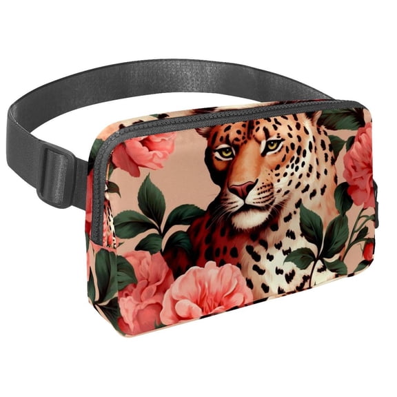 Rose Leopard Lightweight Adjustable Crossbody Bag with Extension Strap - Unisex Sling Bag