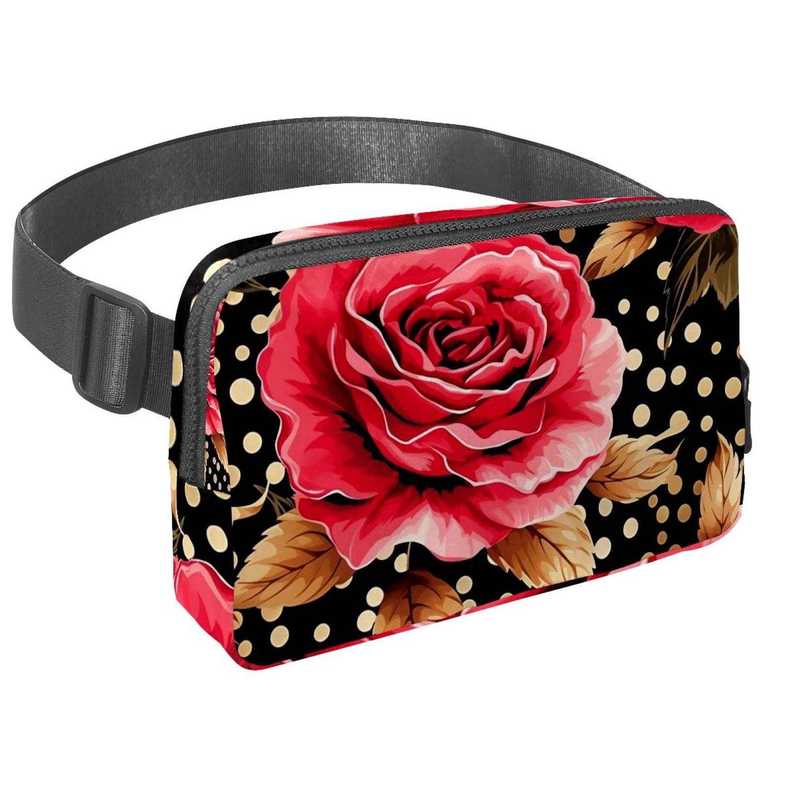 Rose Leopard Lightweight Adjustable Fanny Pack Sling Bag with Extension Strap Crossbody Bag Unisex