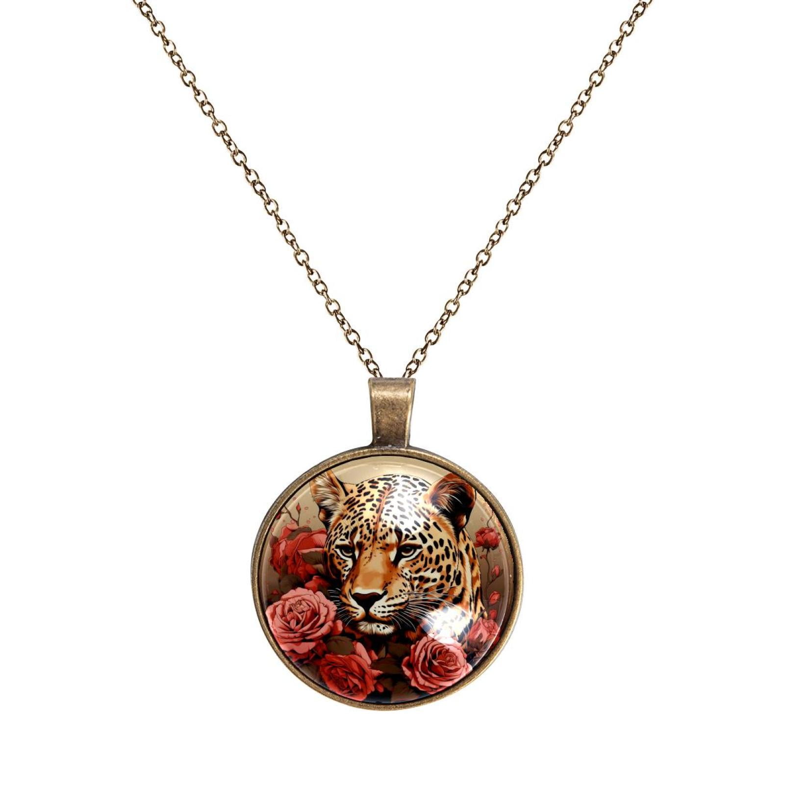 Rose and Leopard Necklace Personalized Custom Photo Round Pendant ...