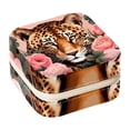 thumbnail image 1 of Rose Leopard Travel Portable Square Necklace Organizer Jewelry Box Earring Holder for Girls and Women - Store Rings, Earrings, Necklaces, Bracelets, and More, 1 of 6