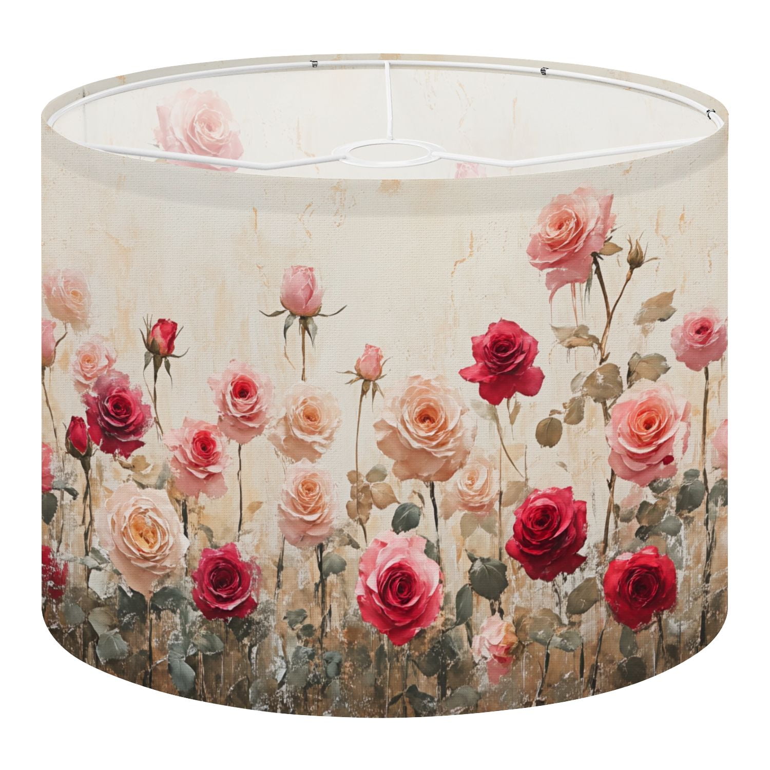 Rose Linen Drum Lampshades Vintage Flower Pink Roses Retro Floral ...