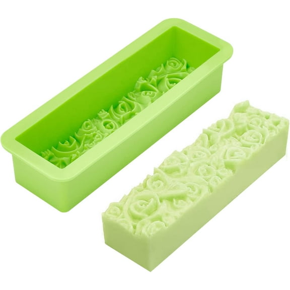 Rose Loaf Mold 3D Embossed Crafts Mould Flower Silicone Soap Molds Rectangle Resin Casting Molds for Handmade Craft UV Resin Soap Candle Making 9.8x3.2x2.1inch/ 25x8.2x5.4cm