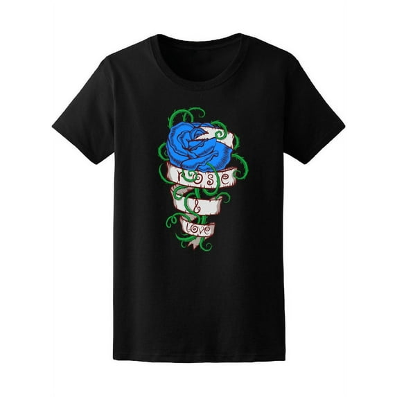Rose & Love. Blue Rose With Vine T-Shirt Women -Image by Shutterstock, Female x-Large