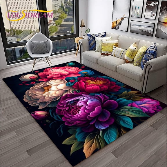 Rose Love Flowers Daisy Nordic Carpet Rug for Home Living Room Bedroom Sofa Doormat r kids Play Area Rug Non-slip Floor Mat