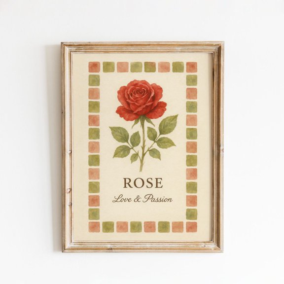 Rose Love Passion Botanical Wall Decor Unframed Paper Print