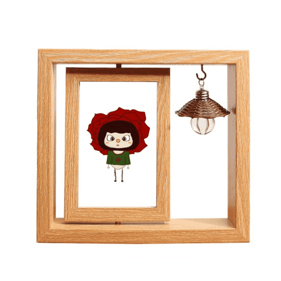 Rose Love Red Romance Leave Beauty UU Wooden Rotating Picture Photo Frame 4x6