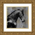 thumbnail image 1 of Rose, Martin 12x12 Gold Ornate Wood Framed with Double Matting Museum Art Print Titled - Black Stallion, 1 of 4