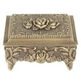 Rose Metal Jewelry Box Zinc Alloy Trinket Box Vintage Rectangular
