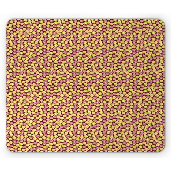 Rose Mouse Pad, Repeating Abstract Modern Art Blooming Roses and Dots Floral Fantasy Valentine Image, Rectangle Non-Slip Rubber Mousepad, Multicolor, by Ambesonne