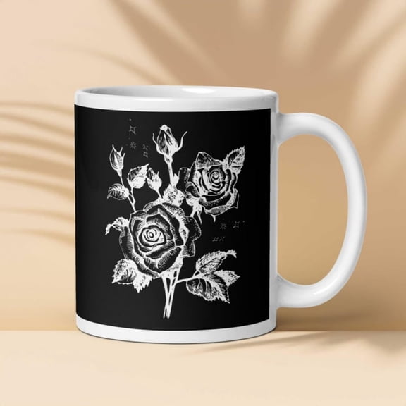 Rose Mug Floral Ceramic Coffee Cup, Gardening Gift.