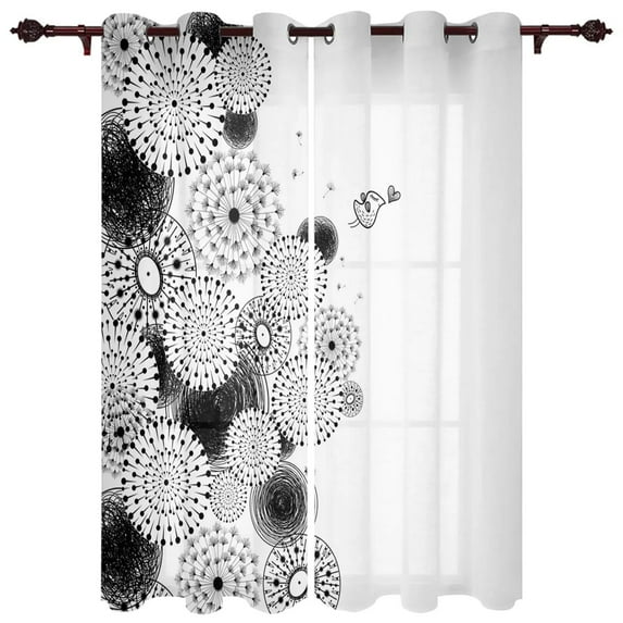Floral Vintage Hand Drawn Curtains for Kid Bedroom Modern Kitchen Hotel Windows Curtain Office Home Decoration Printed Drapes
