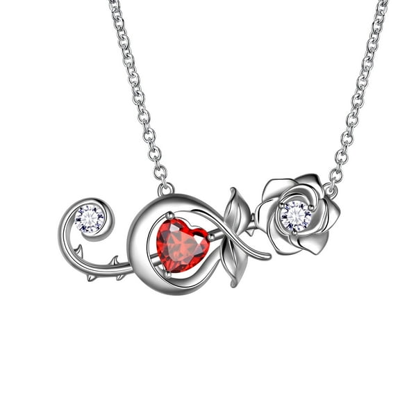 Rose Necklace 3D Vivid Rose Flower Pendant Silver Plated Musical Note Necklace Women Jewelry Mother Birthday Christmas Valentine's Day Gifts for Her