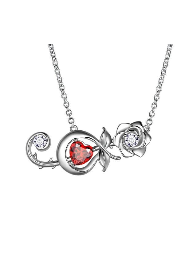 Rose Necklace 3D Vivid Rose Flower Pendant Silver Plated Musical Note Necklace Women Jewelry Mother Birthday Christmas Valentine's Day Gifts for Her