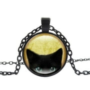 Rose Necklaces Fashion Retro Punk Glass Round Black Cool Cat Necklace Ladies Jewelry
