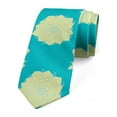 thumbnail image 1 of Rose Necktie, Overview of Detailed Flowers, Dress Tie, 3.7", Yellow Dark Seafoam, by Ambesonne, 1 of 3