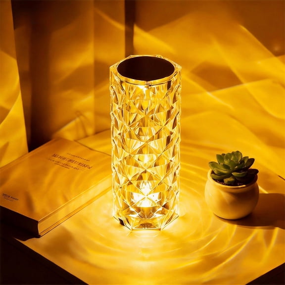 Rose Night Light Crystal Table Lamp, 16 Color Changing Lamp with Remote Control Table Lamp & Touch Control, Rechargeable Table Lamp, Mood Lighting for Bedroom, Living Room, Kids Room, Bedside