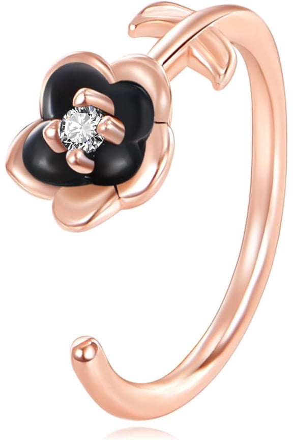 Rose Nose Ring for Women Sterling Silver Nose Hoop Piercing Rose Jewelry for Mom