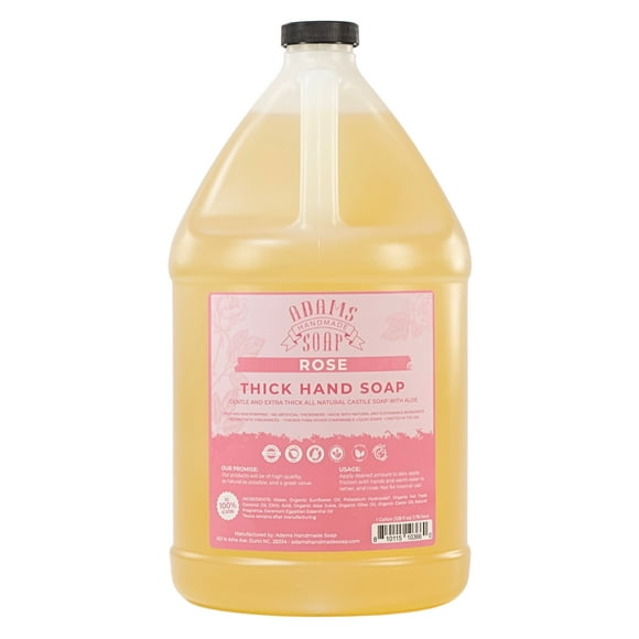 Rose Organic Liquid Castile Hand Soap 1 Gallon Refill Adams Handmade Soap