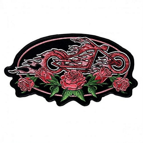 Rose Oval, Embroidered Iron-on/Sew-on Rayon Patch, Officially Licensed Originals Patch - 5"x3", Pink