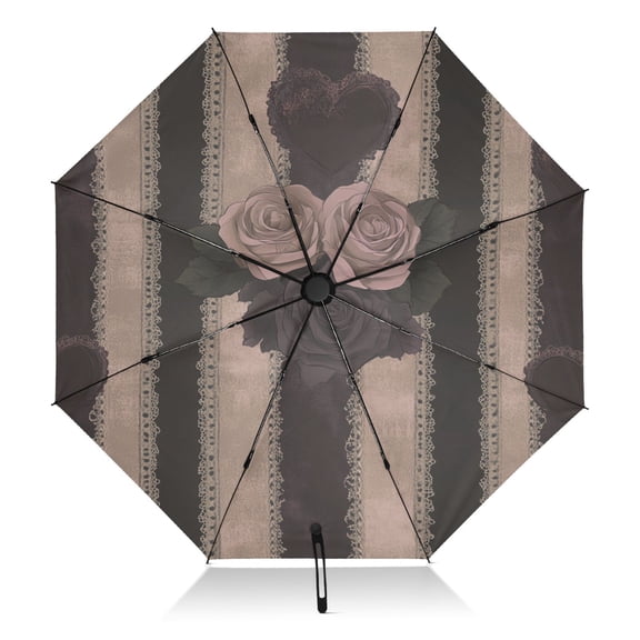 Rose Pattern Extra Large Automatic Umbrella, UV Protection, Waterproof, Auto Open and Close