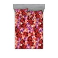 thumbnail image 1 of Rose Pattern Fitted Sheet & Pillow Sham Set, Overlapping Flowers Boho Silhouettes Jungle Boho Vibes Print, Decorative Printed 3 Piece Bedding Decor, Full, Coral Fuchsia and Dark Pink, by Ambesonne, 1 of 2