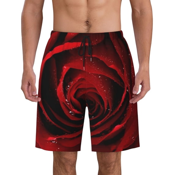 Rose Pattern Men'S Beach Pants Quick Dry Short Swim Trunks With With Pockets And Mesh Lining Swimwear Beach Bathing Shorts 3x-Large