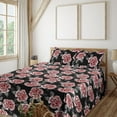 thumbnail image 1 of Ambesonne Rose Pattern Fitted & Flat Sheet with Shams 4 Pcs Set, Jungle Design Floral, Queen, Pale Pink Pale Grey, 1 of 5