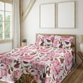 thumbnail image 1 of Ambesonne Rose Pattern Fitted & Flat Sheet with Shams 4 Pcs Set, Dreamy Peduncle Bloom, Queen, Pastel Pink Indigo and White, 1 of 5